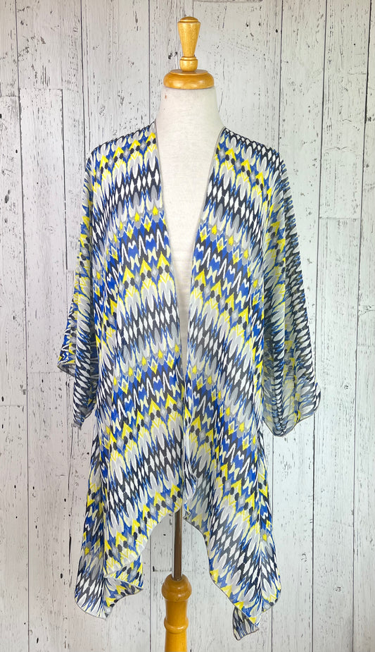 Blue Geo Sleeved Kimono (Various Lengths )