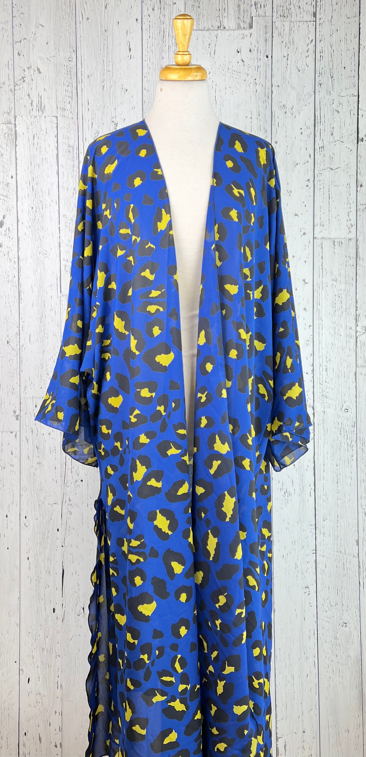Royal Blue Animal Print Sleeved Kimono (Various Lengths )