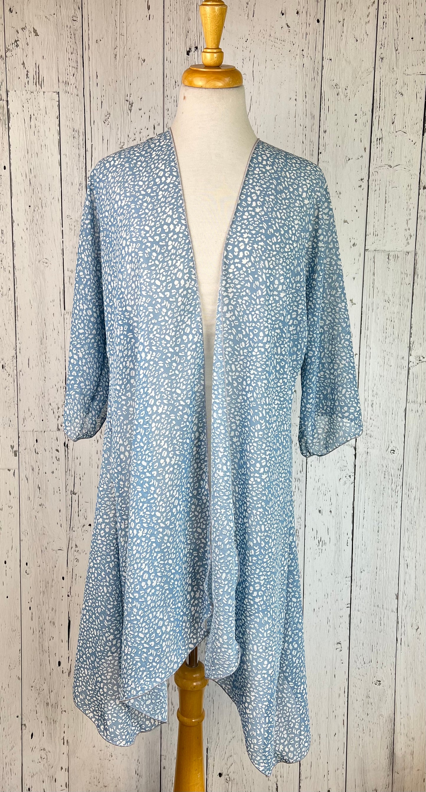 Baby Blue Animal Print Sleeved Kimono (Various Lengths )