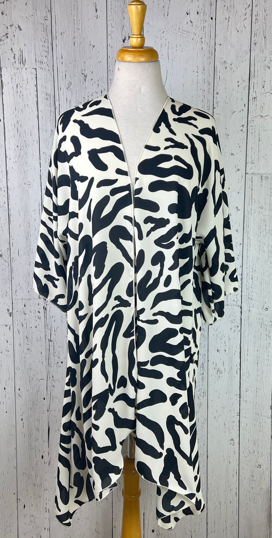 Cream & Black Animal Print Sleeved Kimono Various Lengths