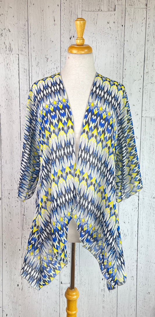 Blue Geo Sleeved Kimono (Various Lengths )