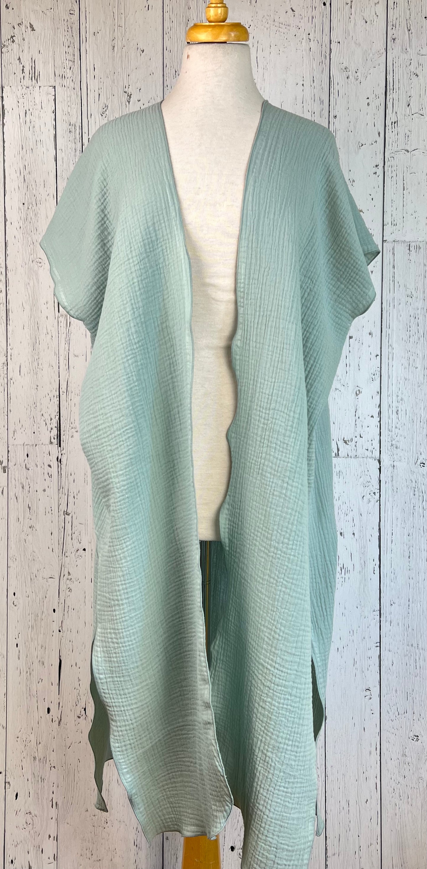 Seafoam Organic Cotton Short Sleeve Kimono