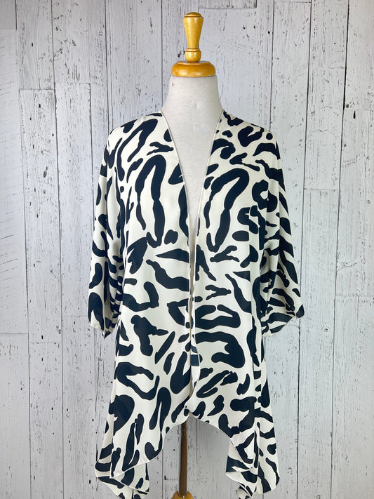 Cream & Black Animal Print Sleeved Kimono Various Lengths