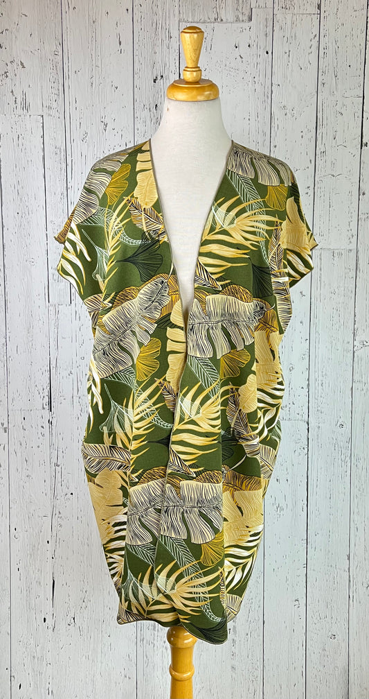 Camo Leaves Short Sleeve Kimono