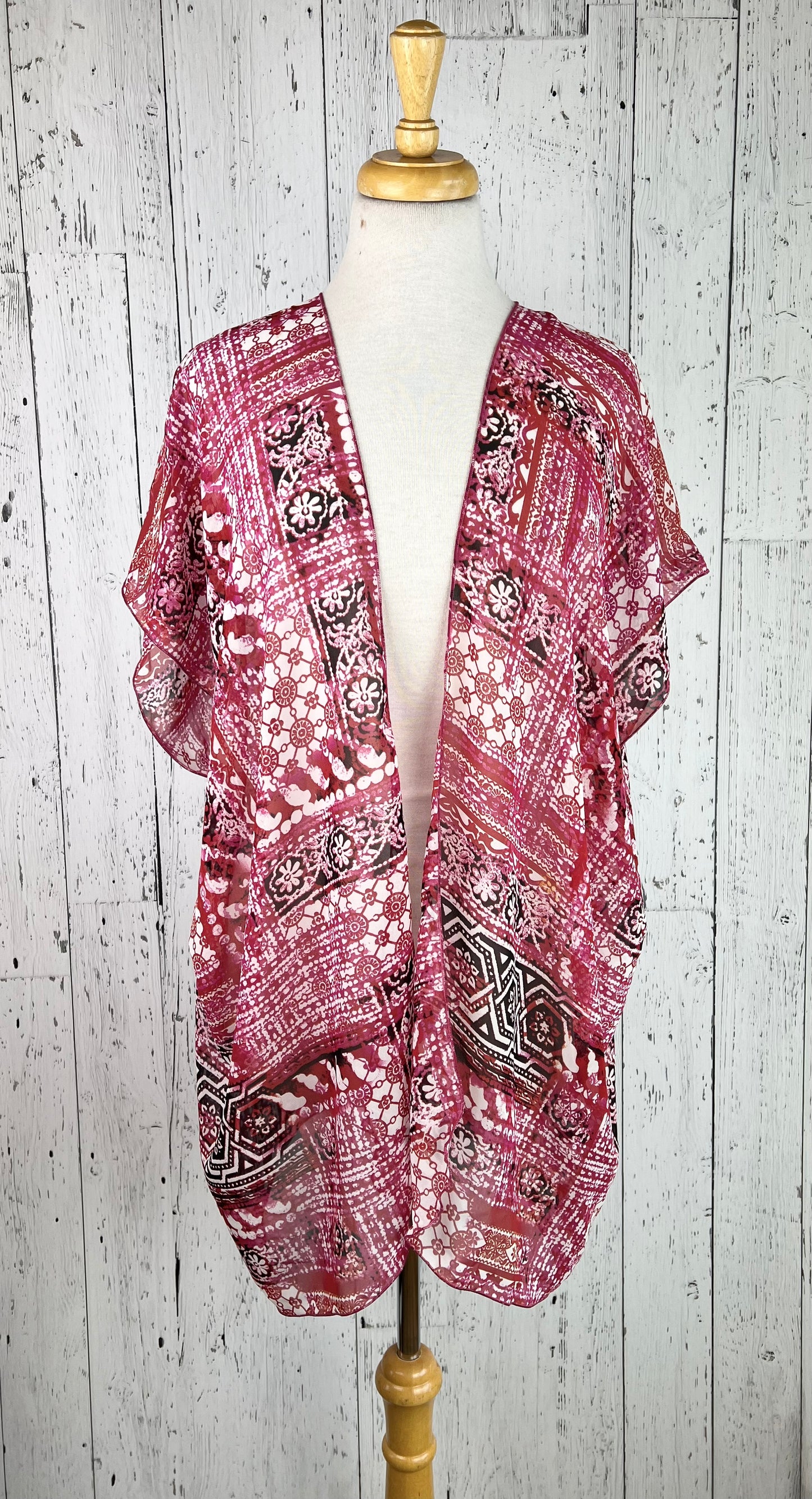 Pink & Red Party Short Sleeve Kimono