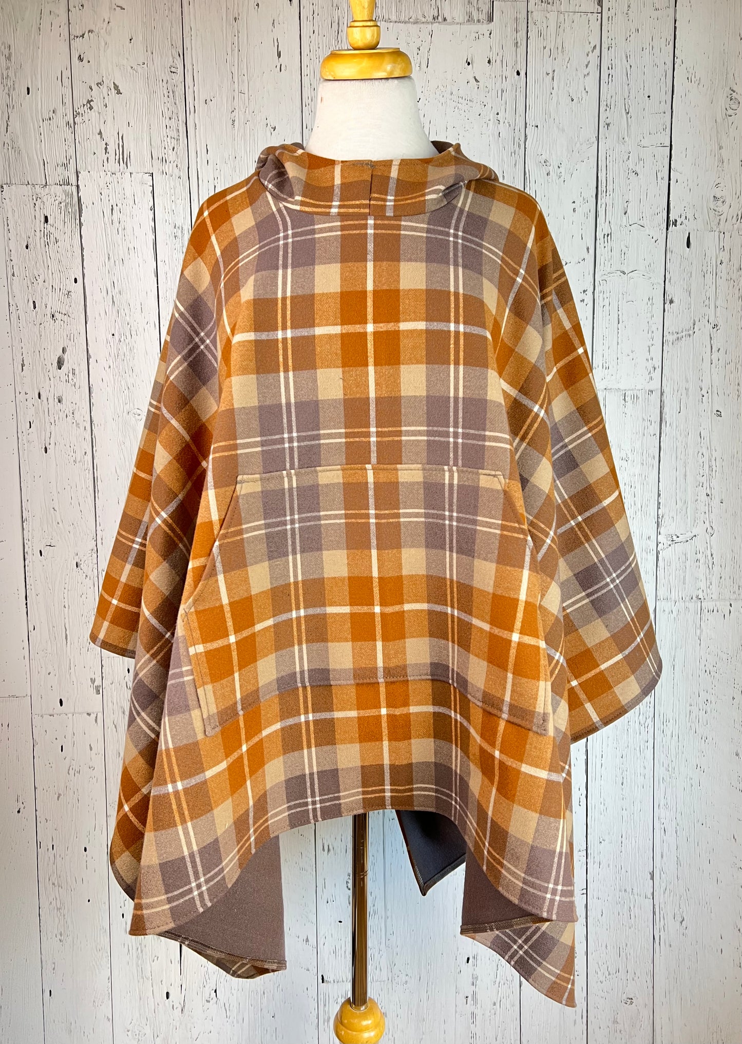 Biscotti Plaid Hooded Poncho