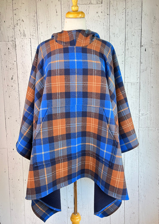 Moody Plaid Hooded Poncho