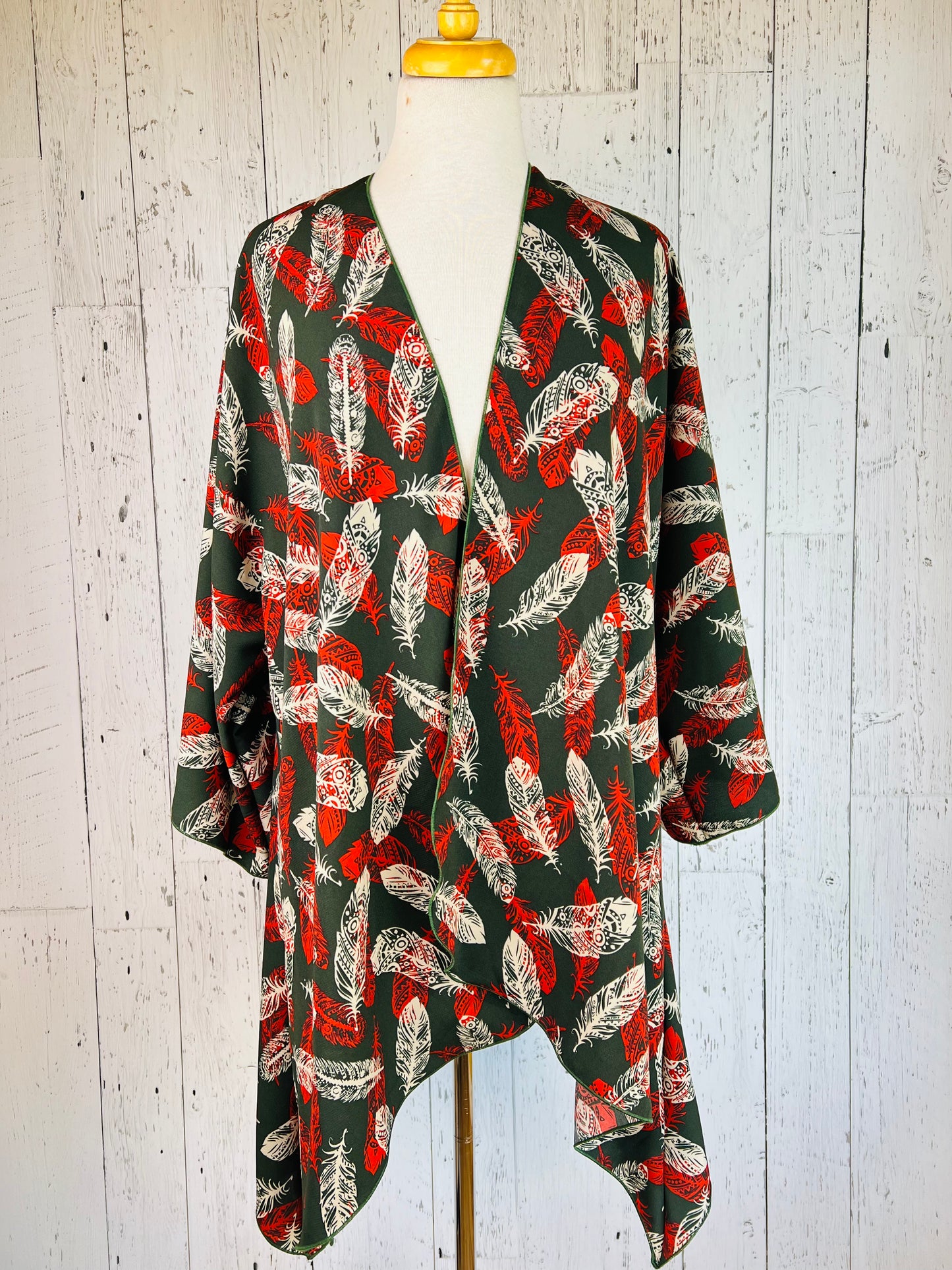 Feather Green Sleeved Kimono Various Lengths