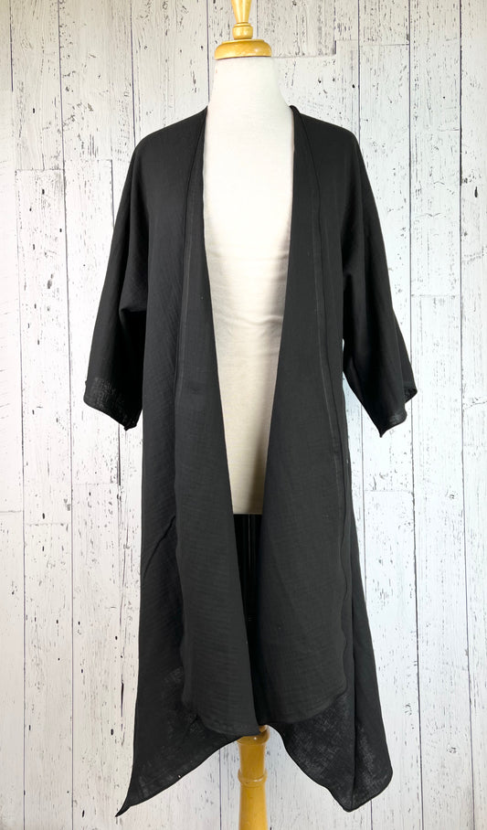 Black Cotton Sleeved Kimono