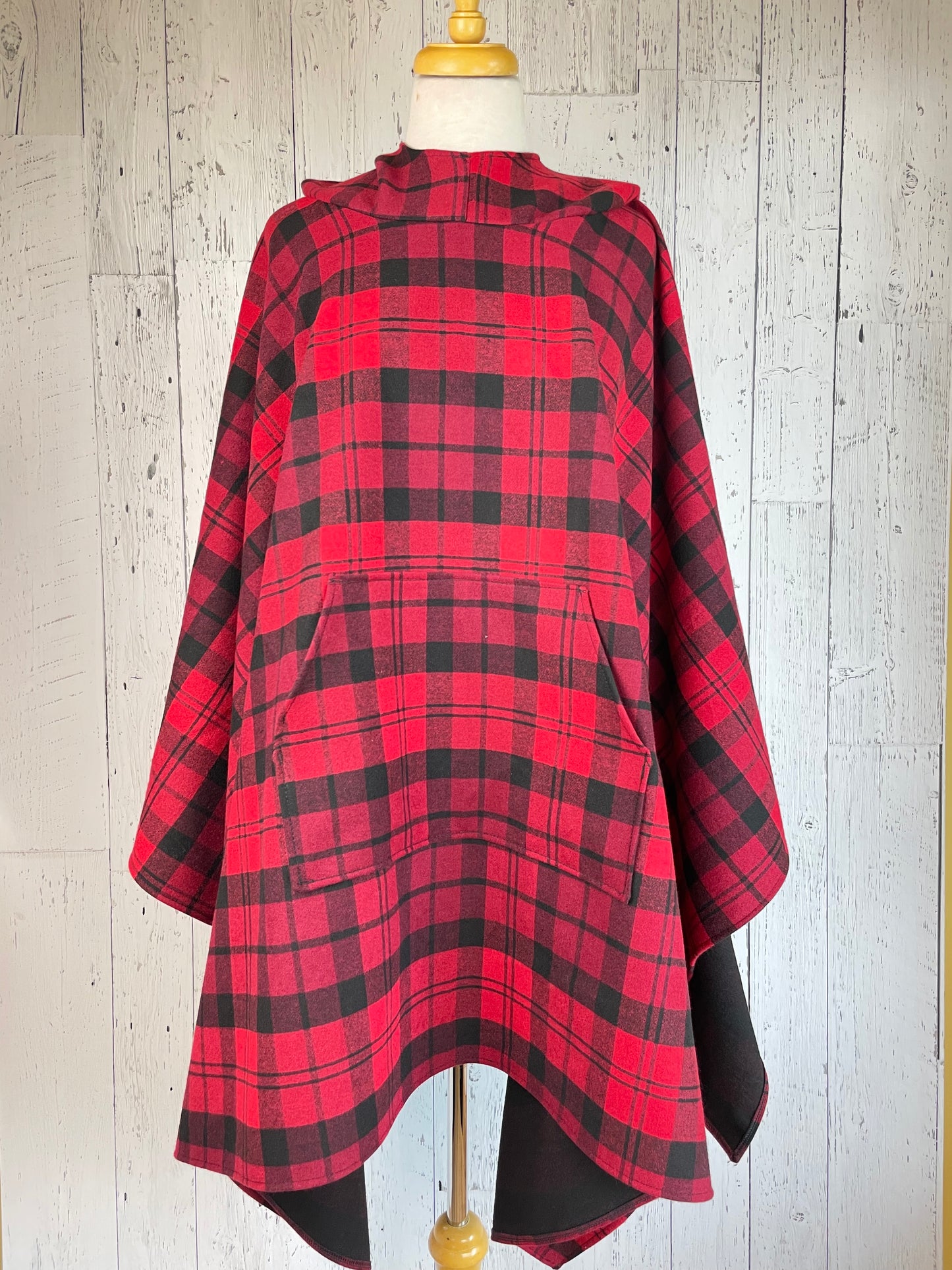 Canadiana Plaid Hooded Poncho