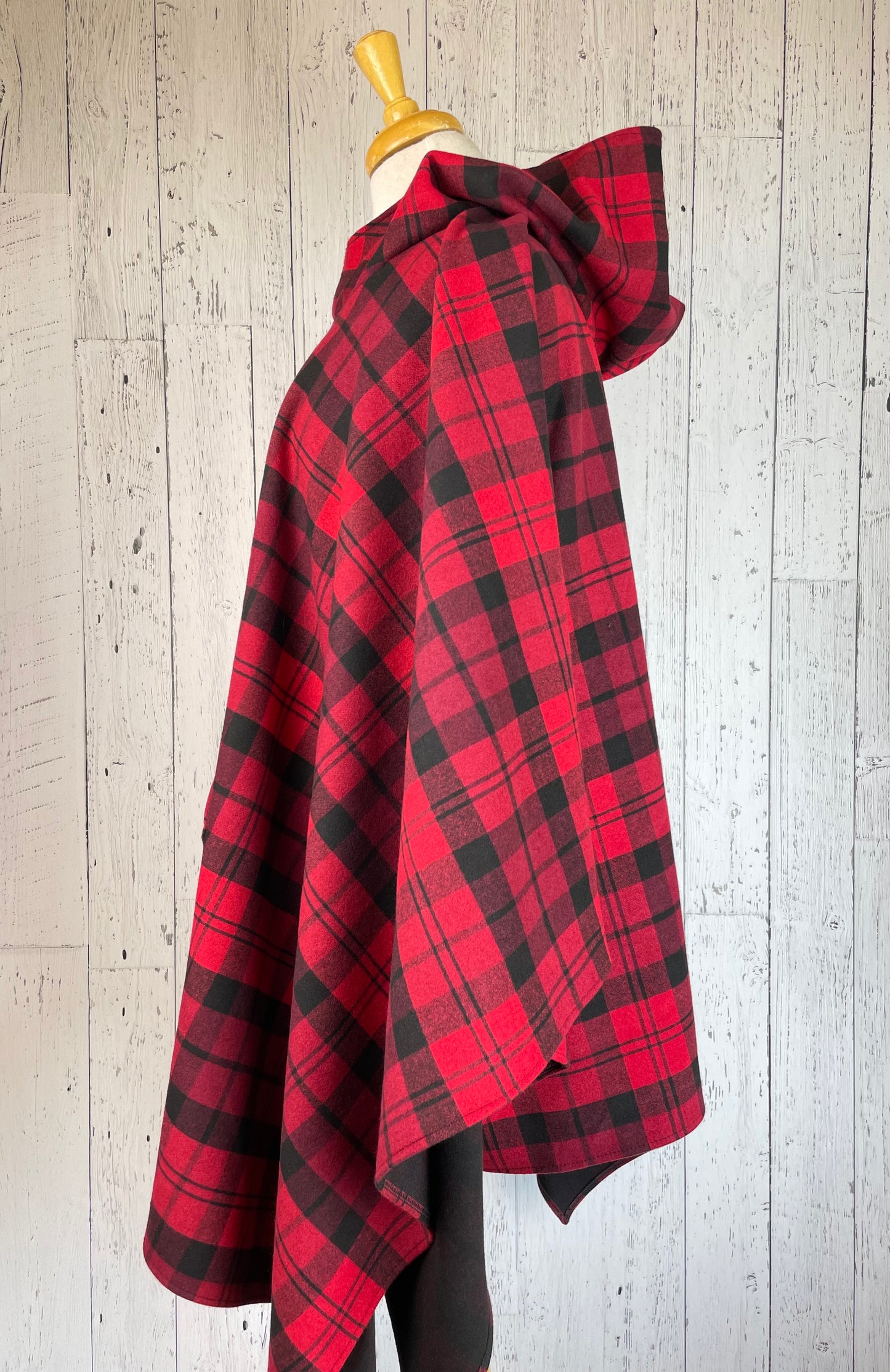 Canadiana Plaid Hooded Poncho