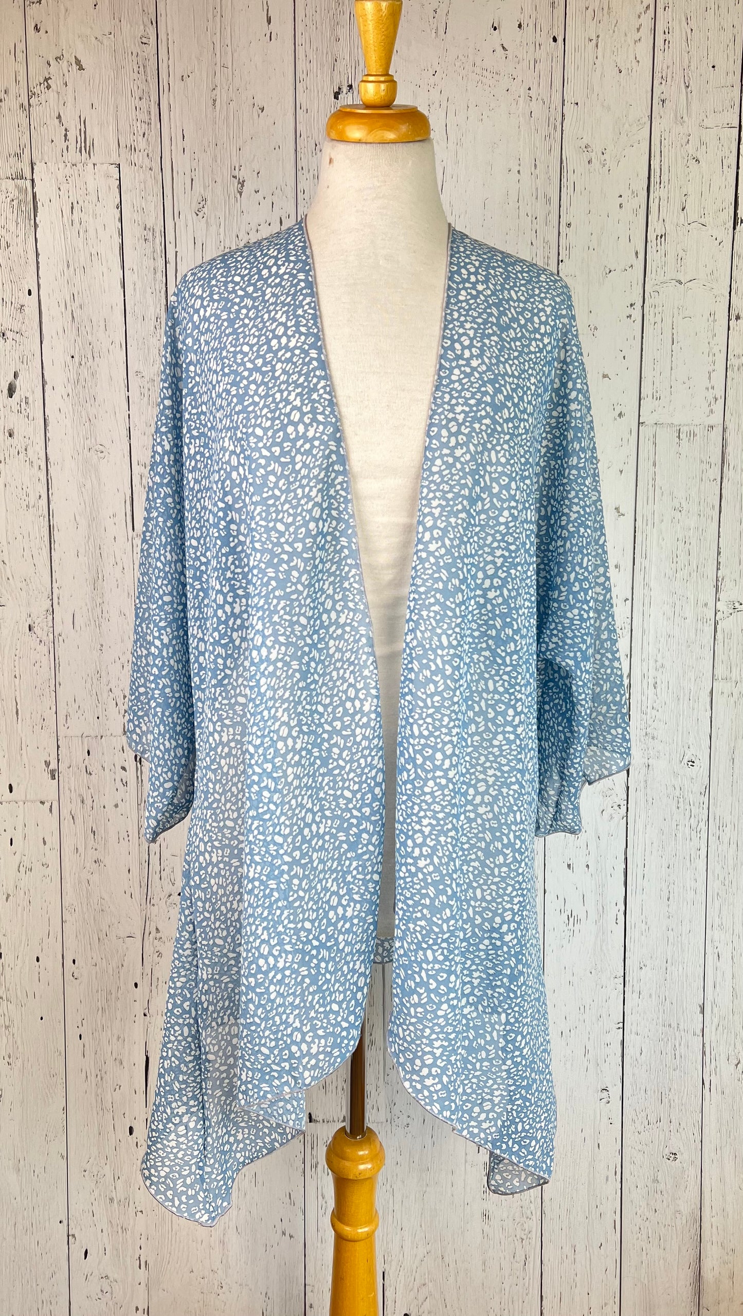 Baby Blue Animal Print Sleeved Kimono (Various Lengths )