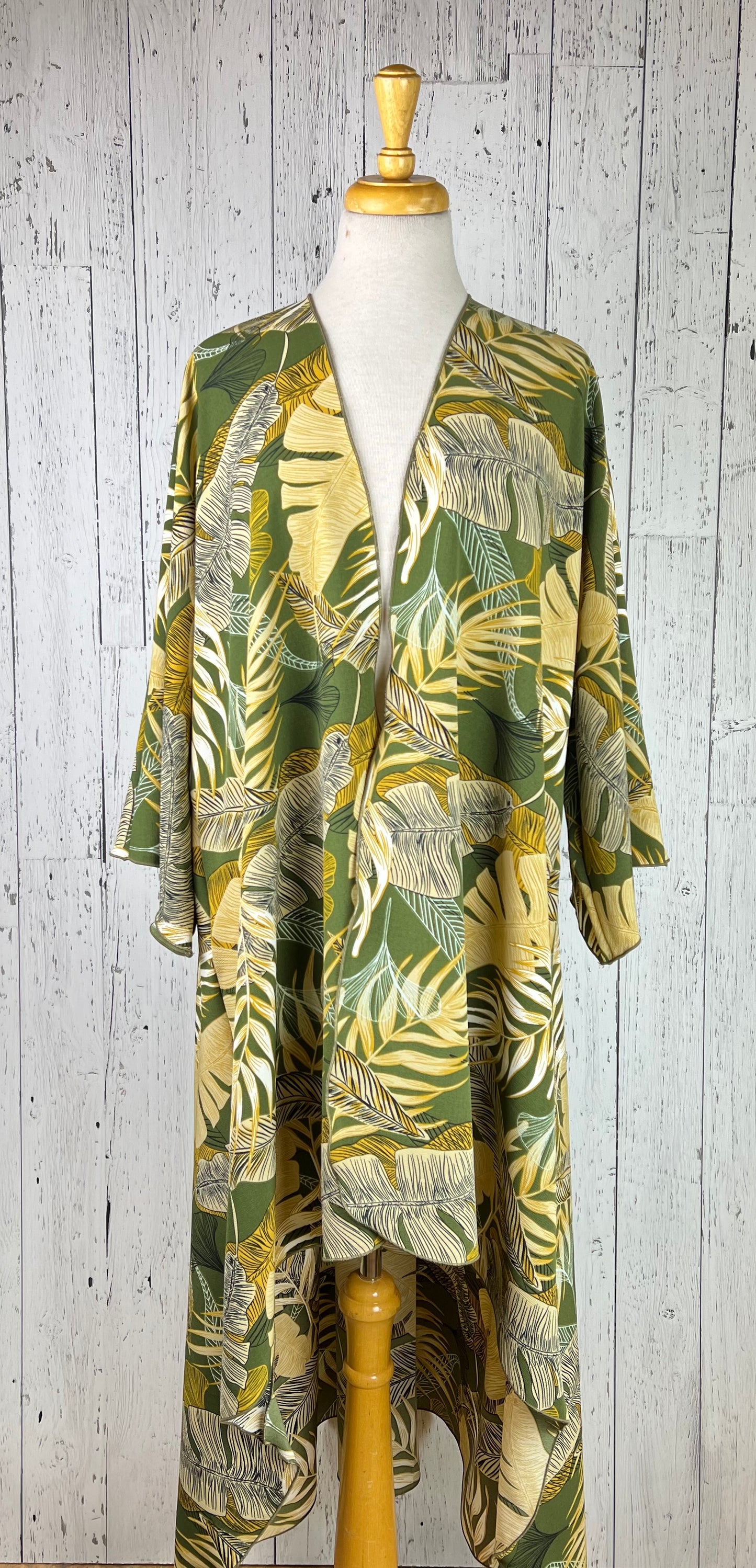 Camo Leaves Sleeved Kimono Various Lengths