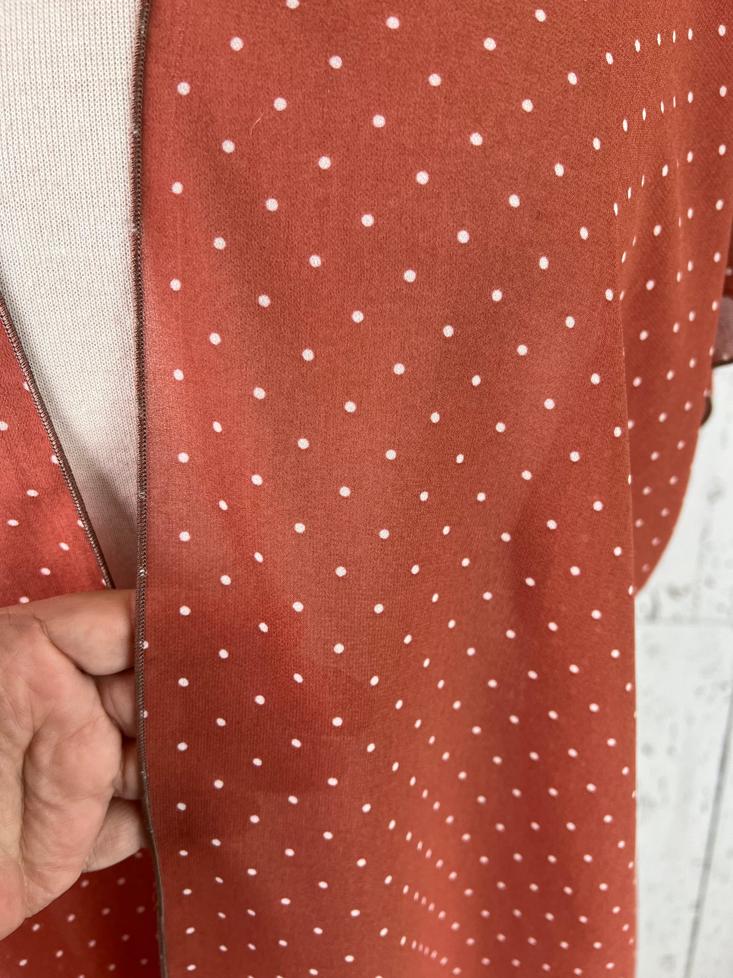 Salmon & White Polka Dot Sleeved Kimono Various Lengths