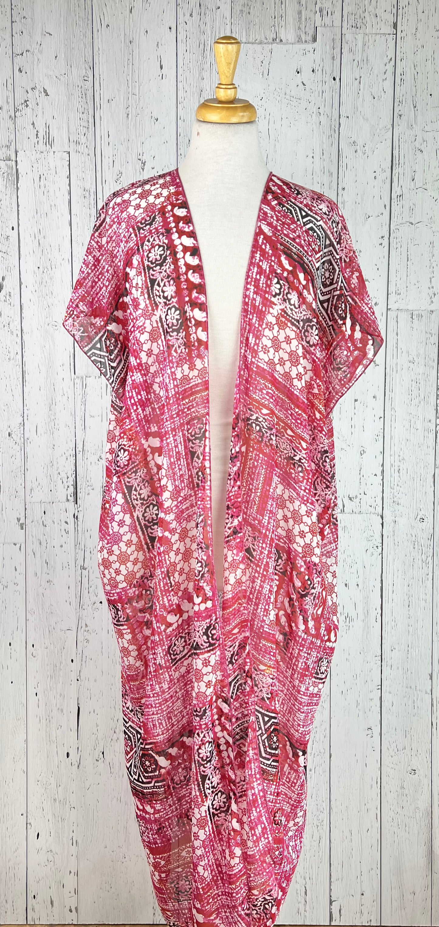 Pink & Red Party Short Sleeve Kimono