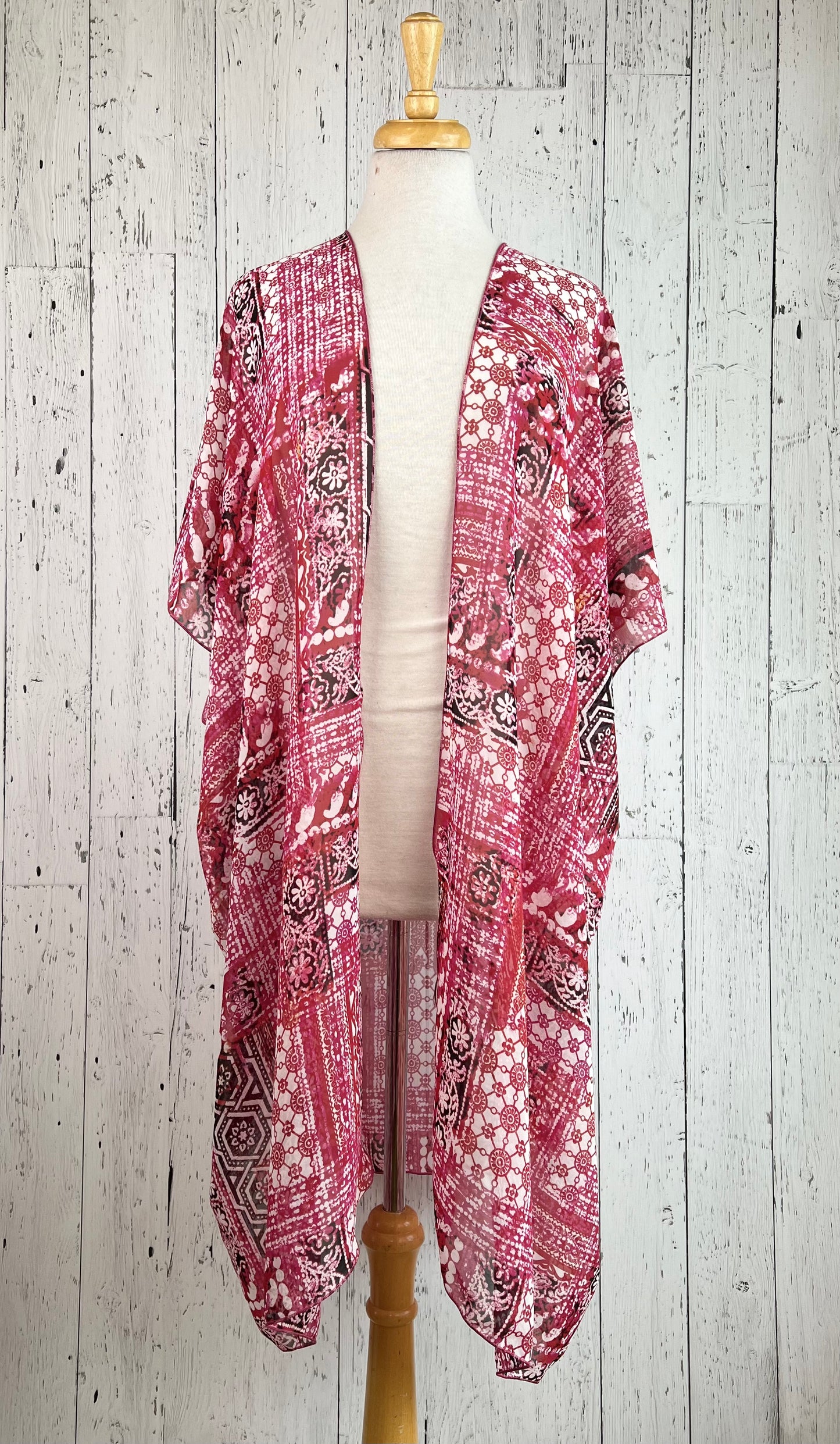 Pink & Red Party Short Sleeve Kimono