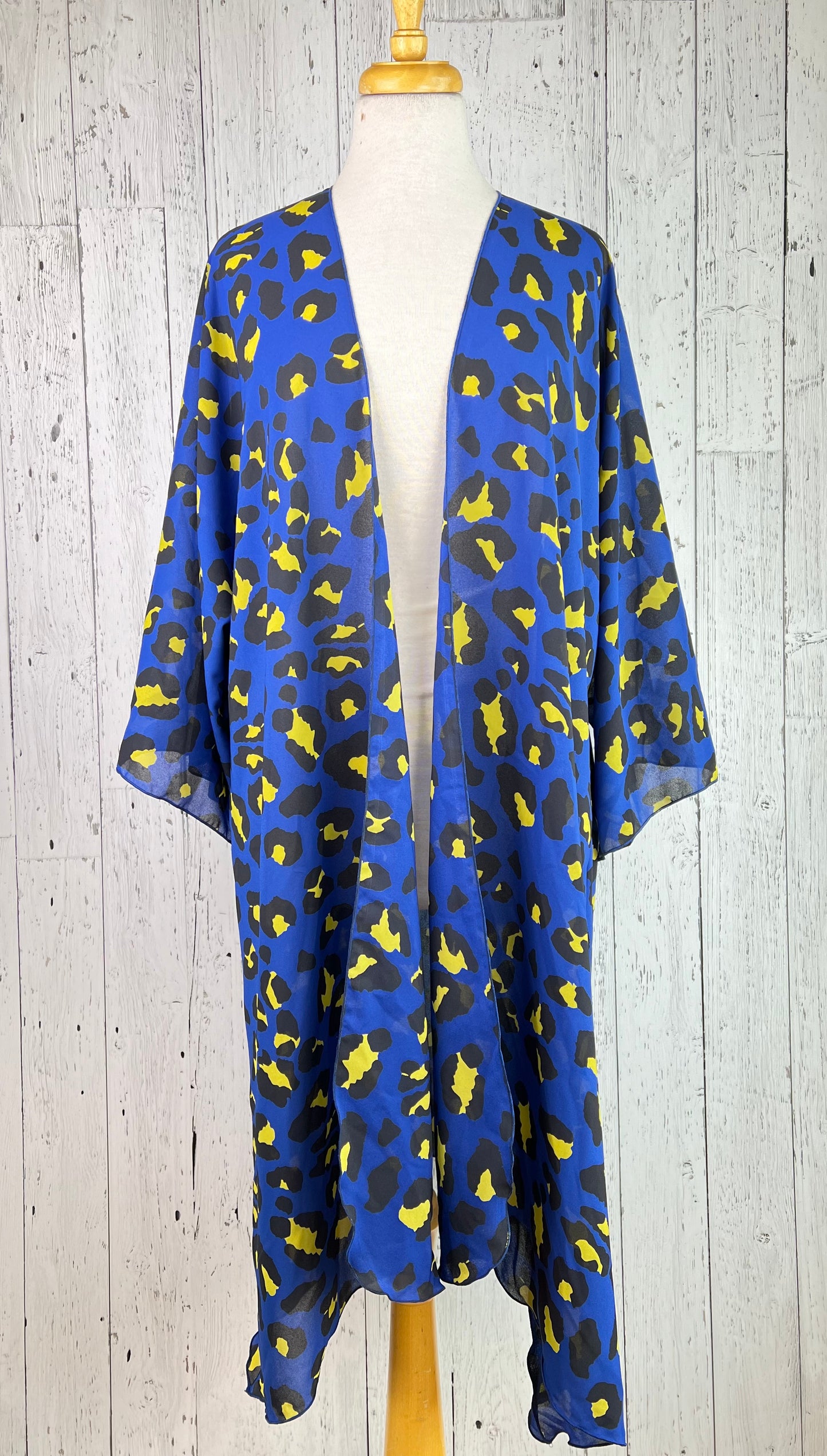 Royal Blue Animal Print Sleeved Kimono (Various Lengths )