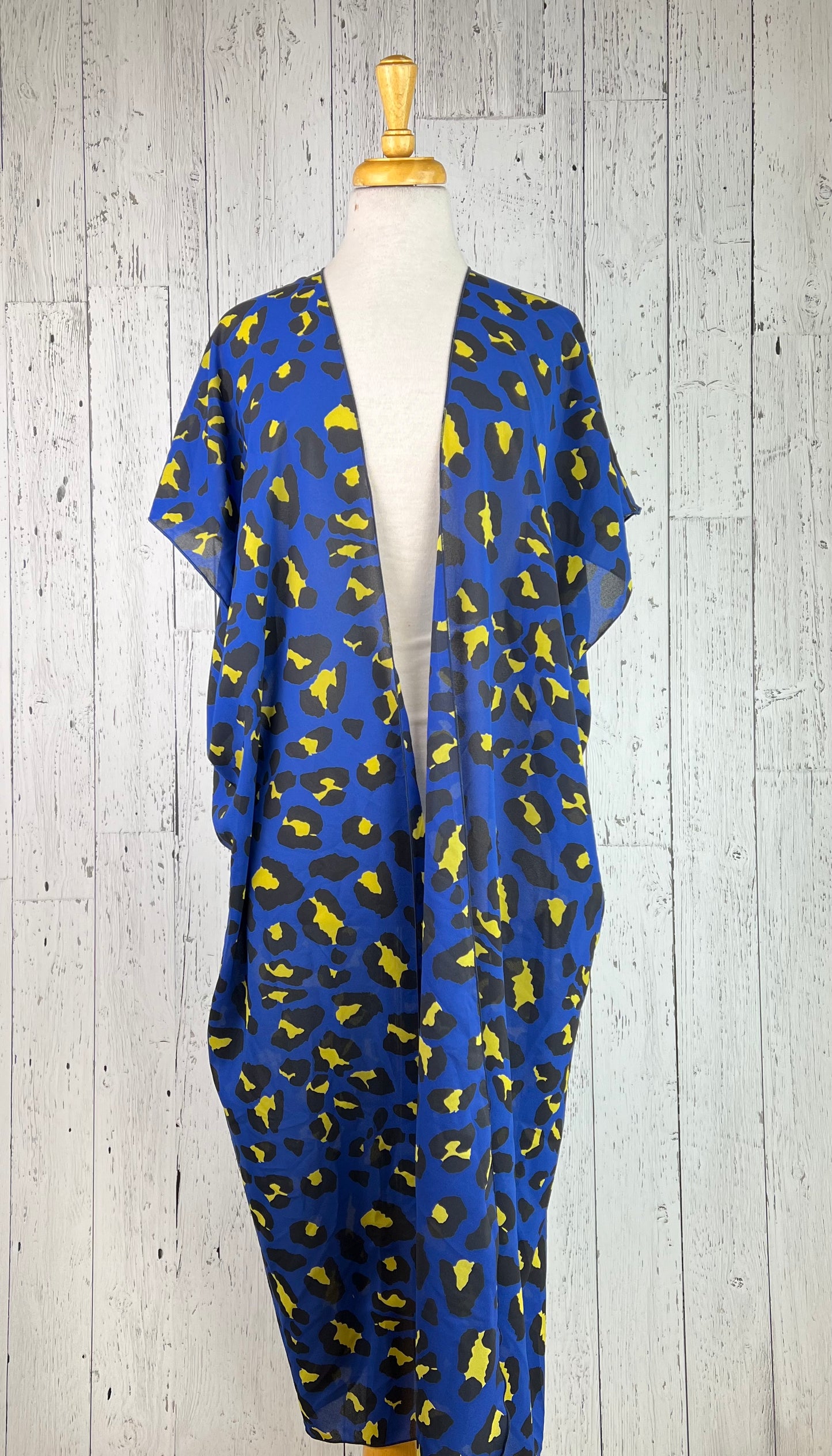 Royal Blue Animal Print Short Sleeve Kimono