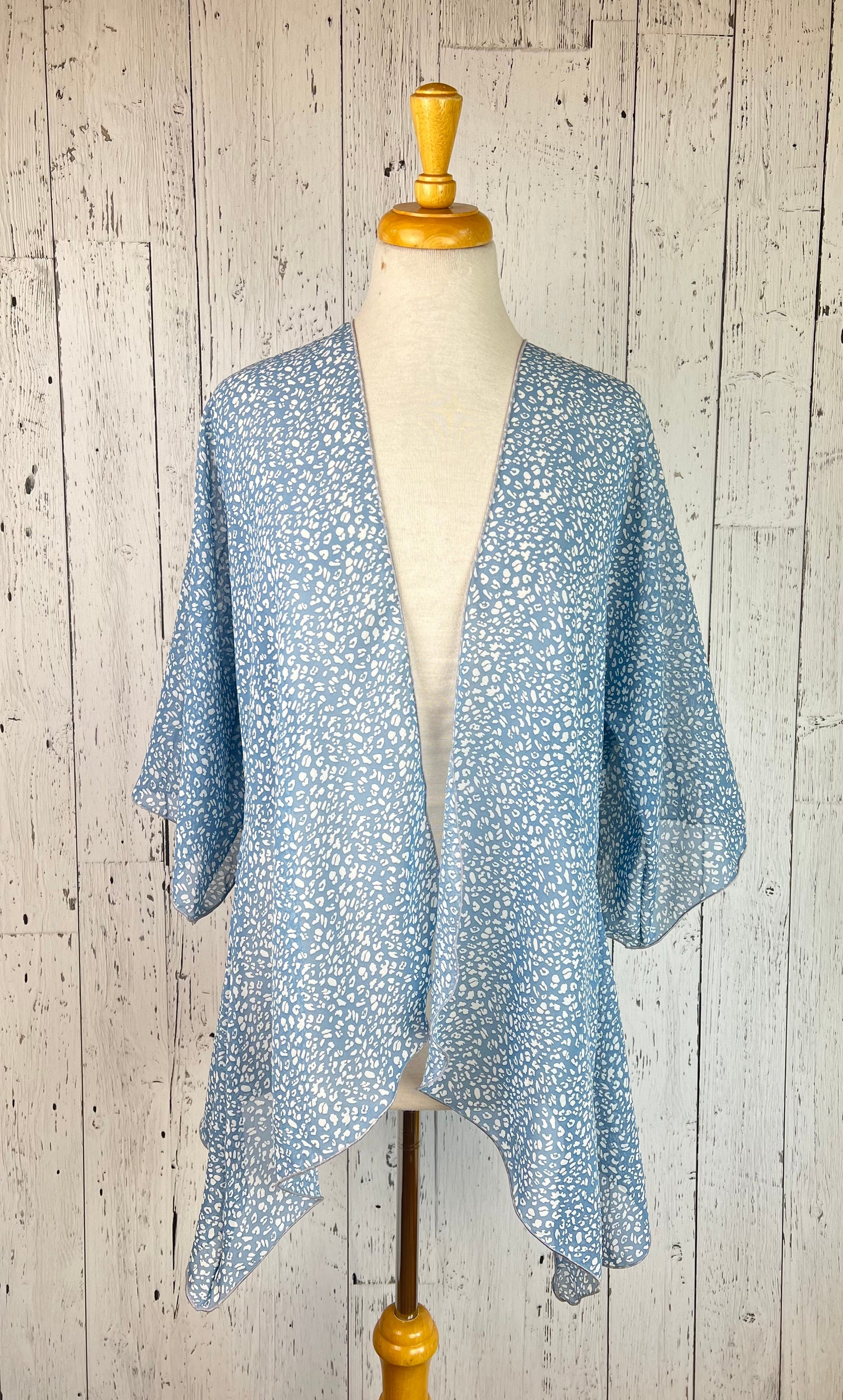 Baby Blue Animal Print Sleeved Kimono (Various Lengths )