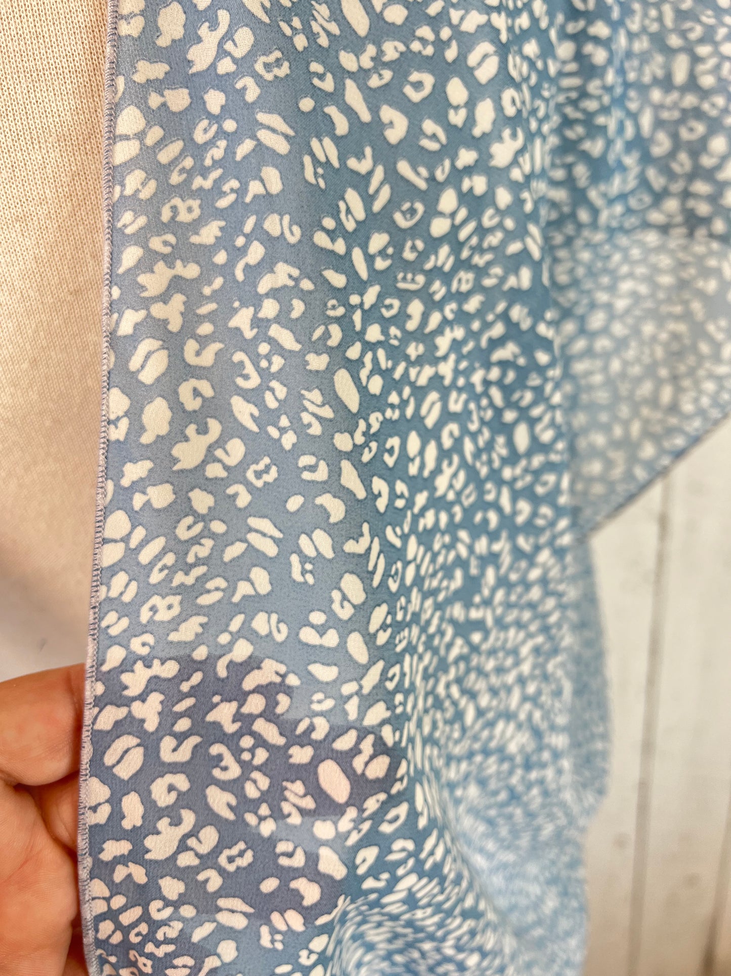 Baby Blue Animal Print Short Sleeve Kimono