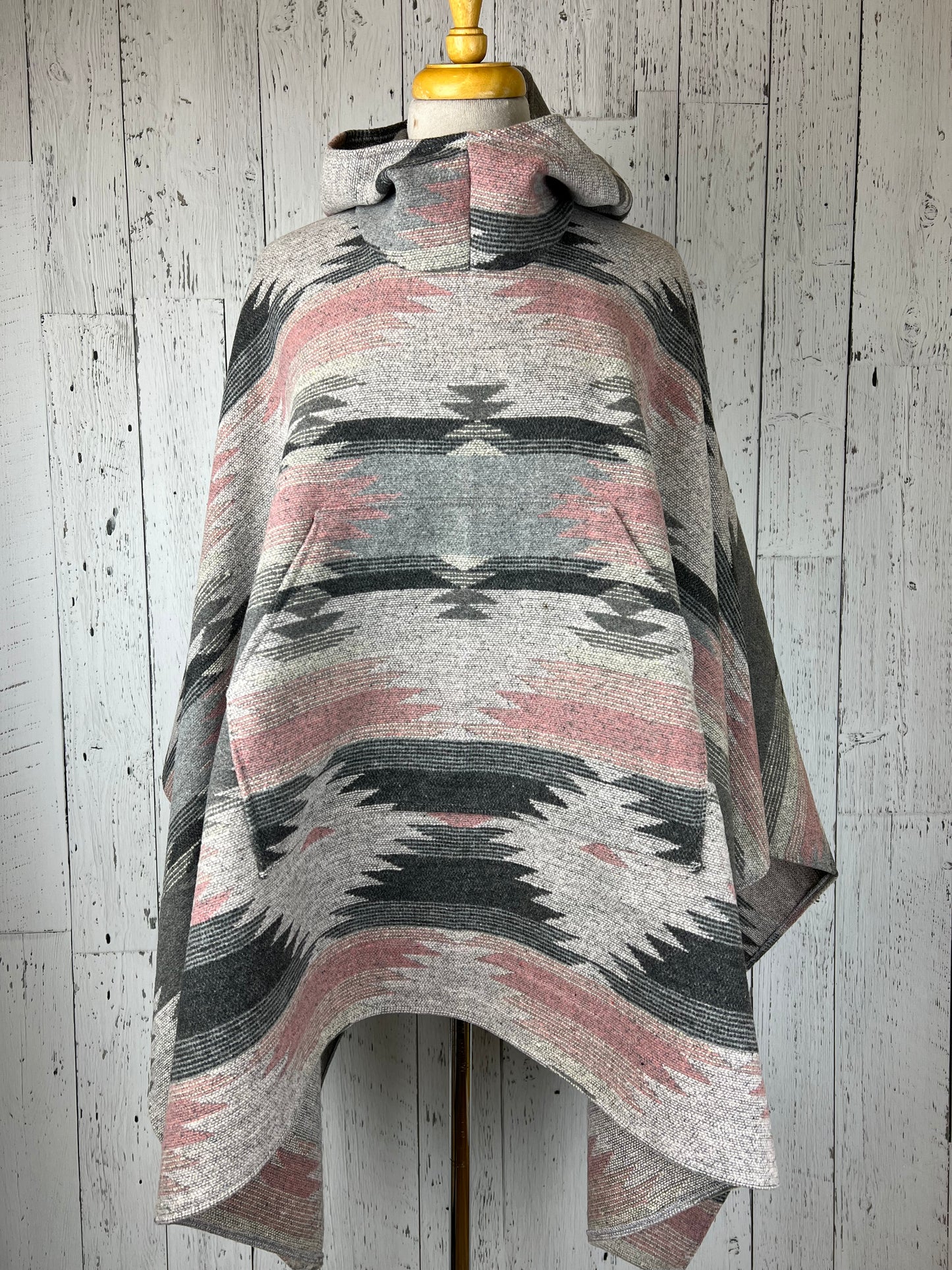 Blanket Ponchos - Wool Blend Hooded Poncho