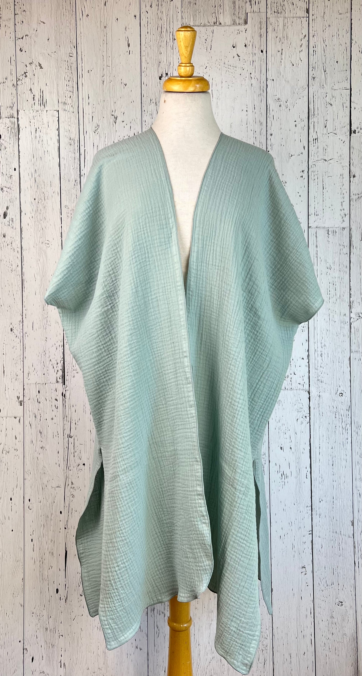 Seafoam Organic Cotton Short Sleeve Kimono