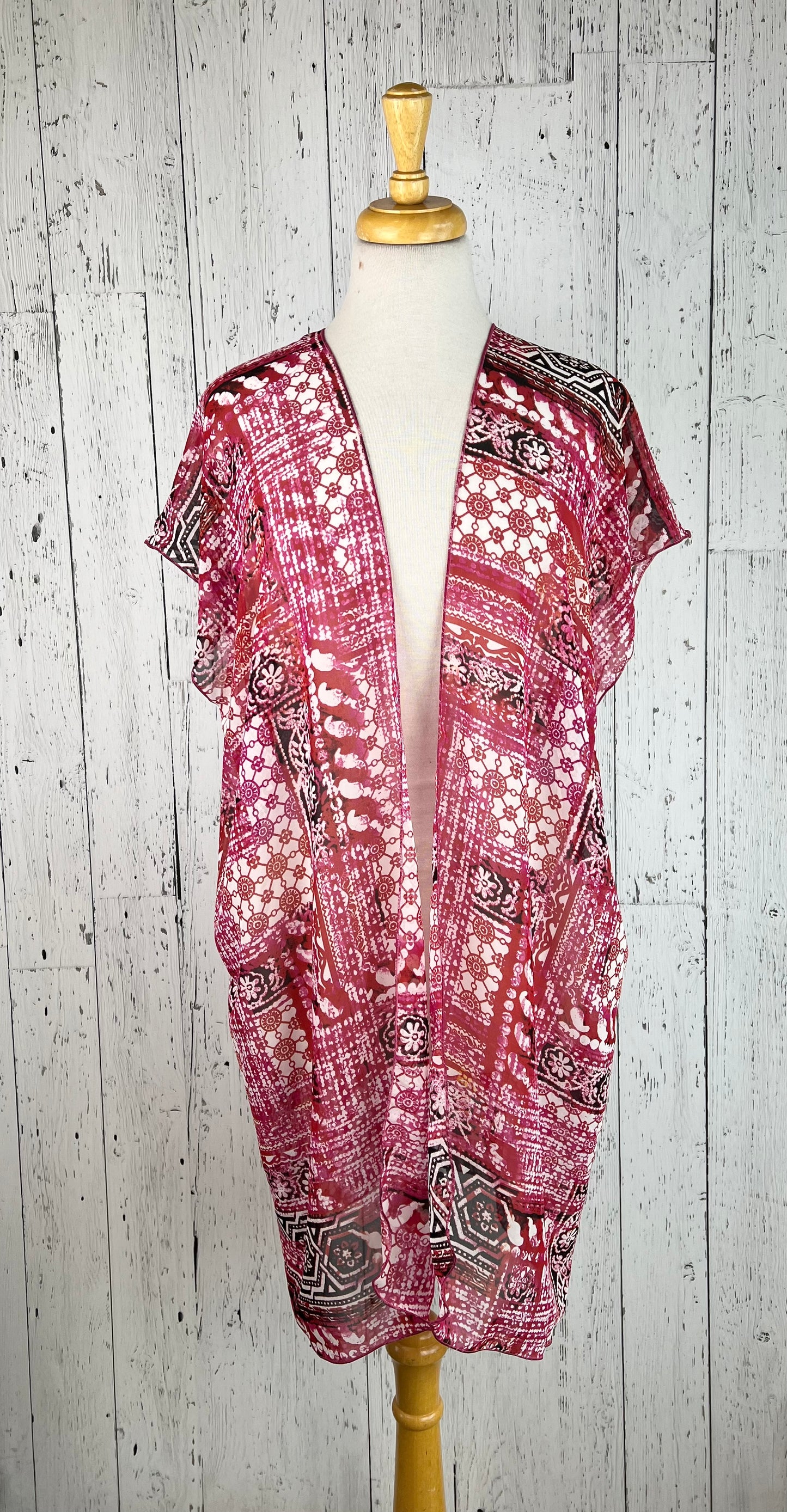 Pink & Red Party Short Sleeve Kimono