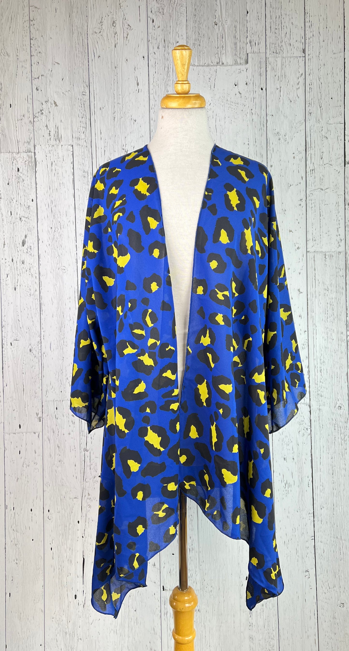 Royal Blue Animal Print Sleeved Kimono (Various Lengths )