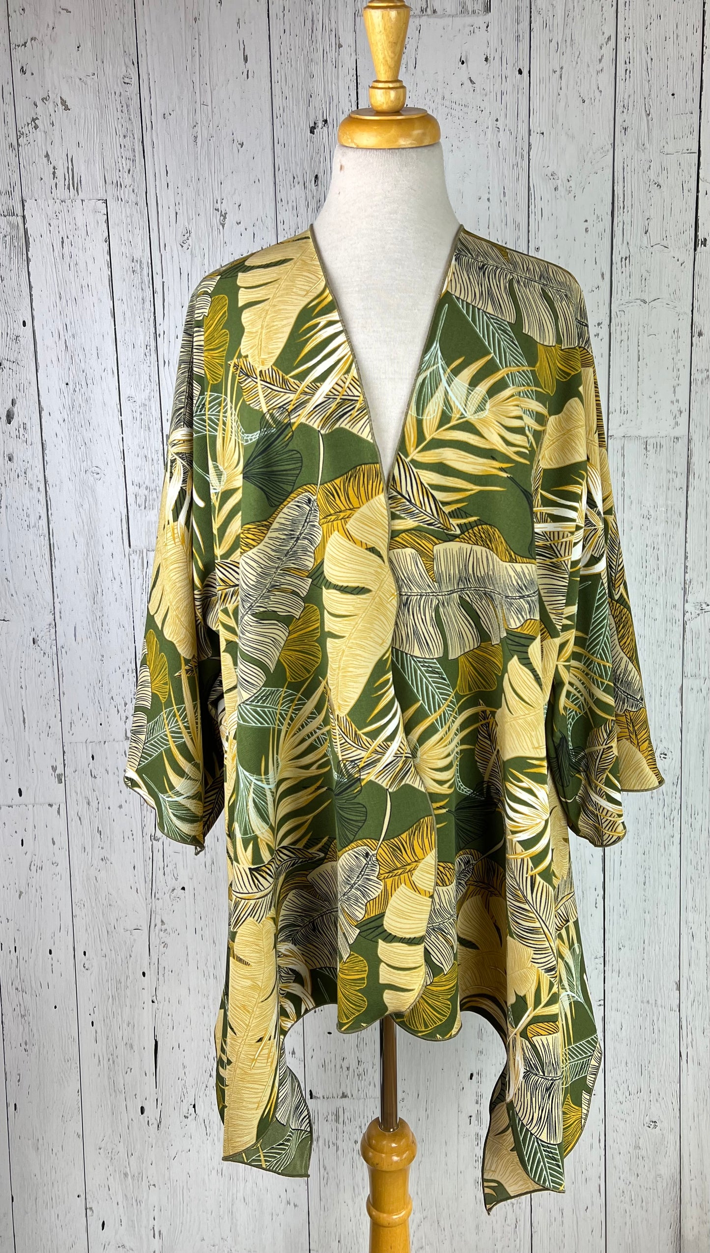 Camo Leaves Sleeved Kimono Various Lengths
