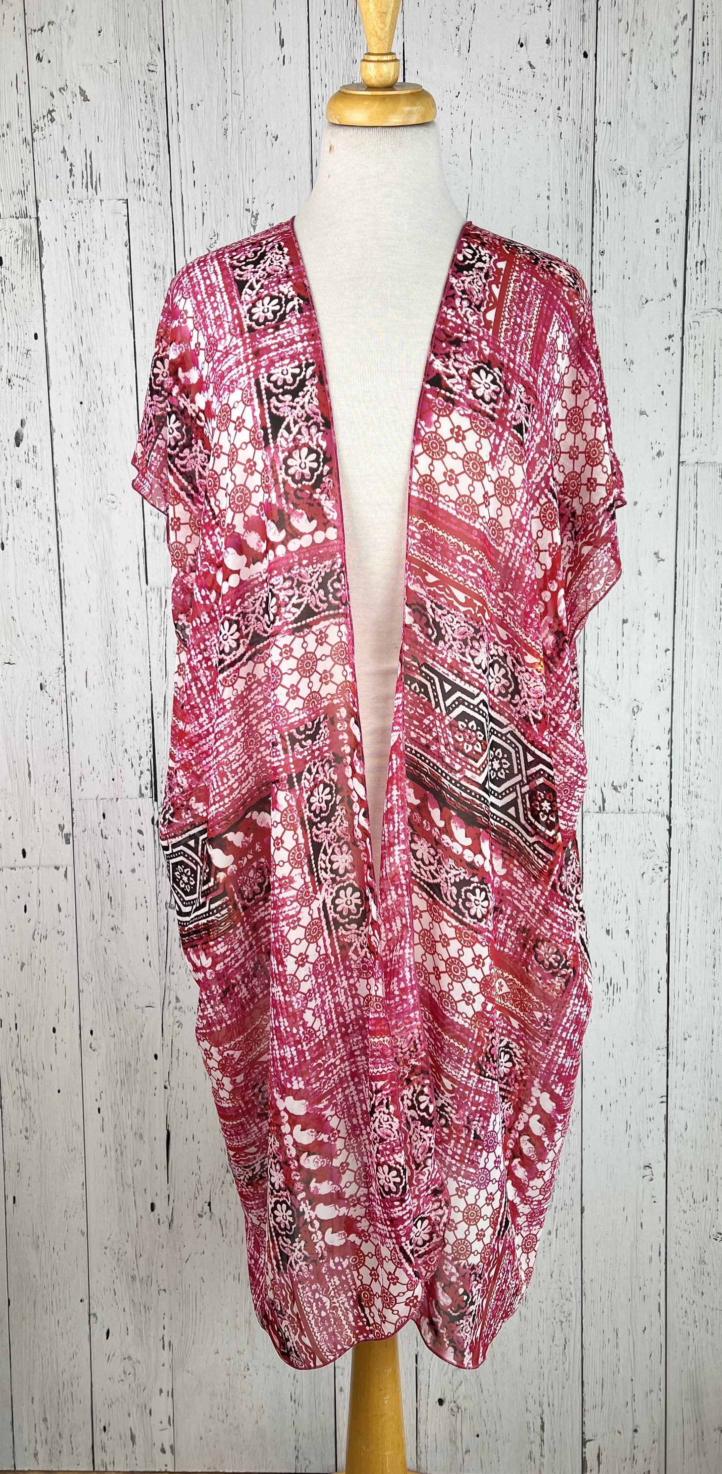 Pink & Red Party Short Sleeve Kimono