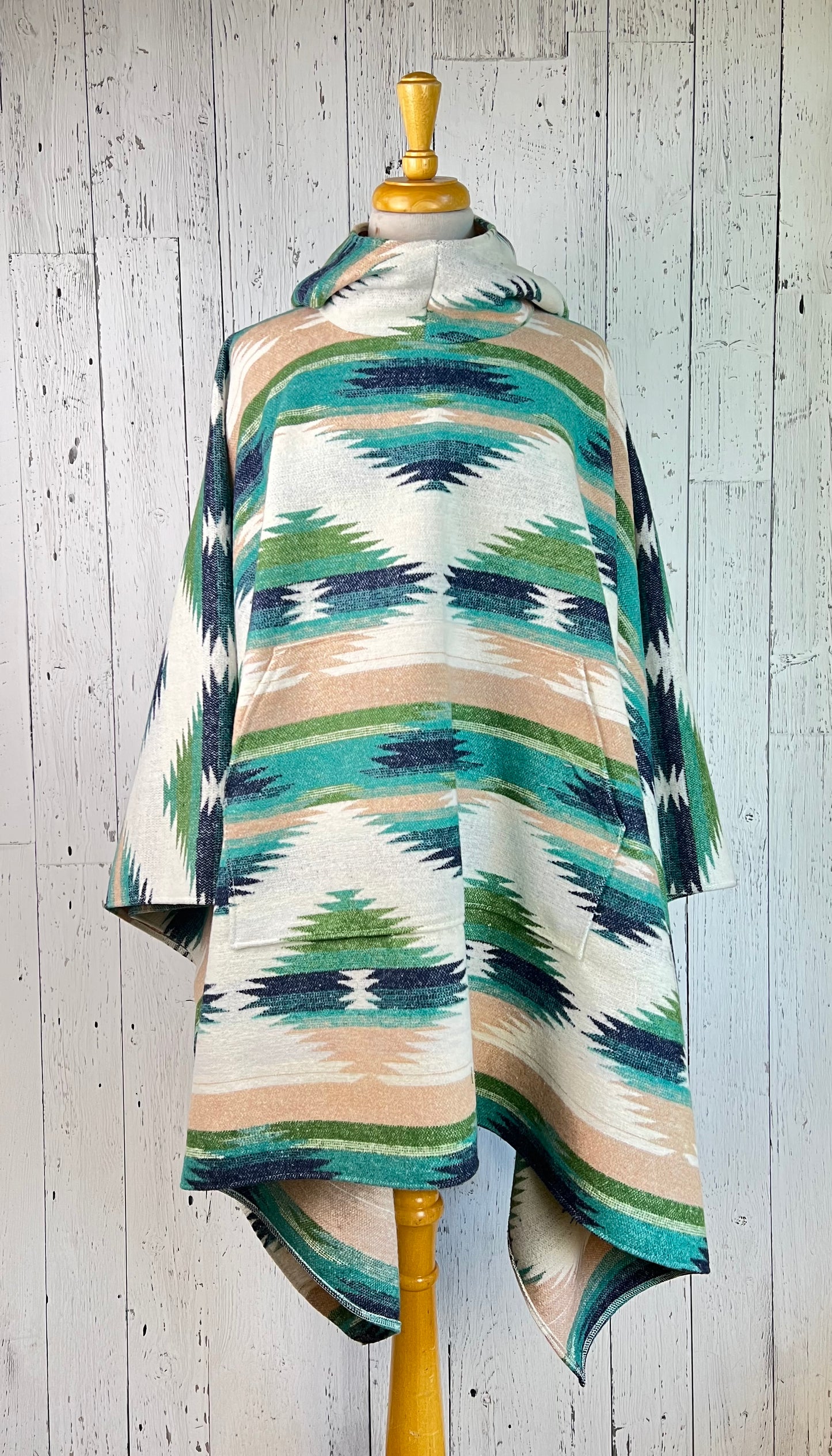 Blanket Ponchos - Wool Blend Hooded Poncho