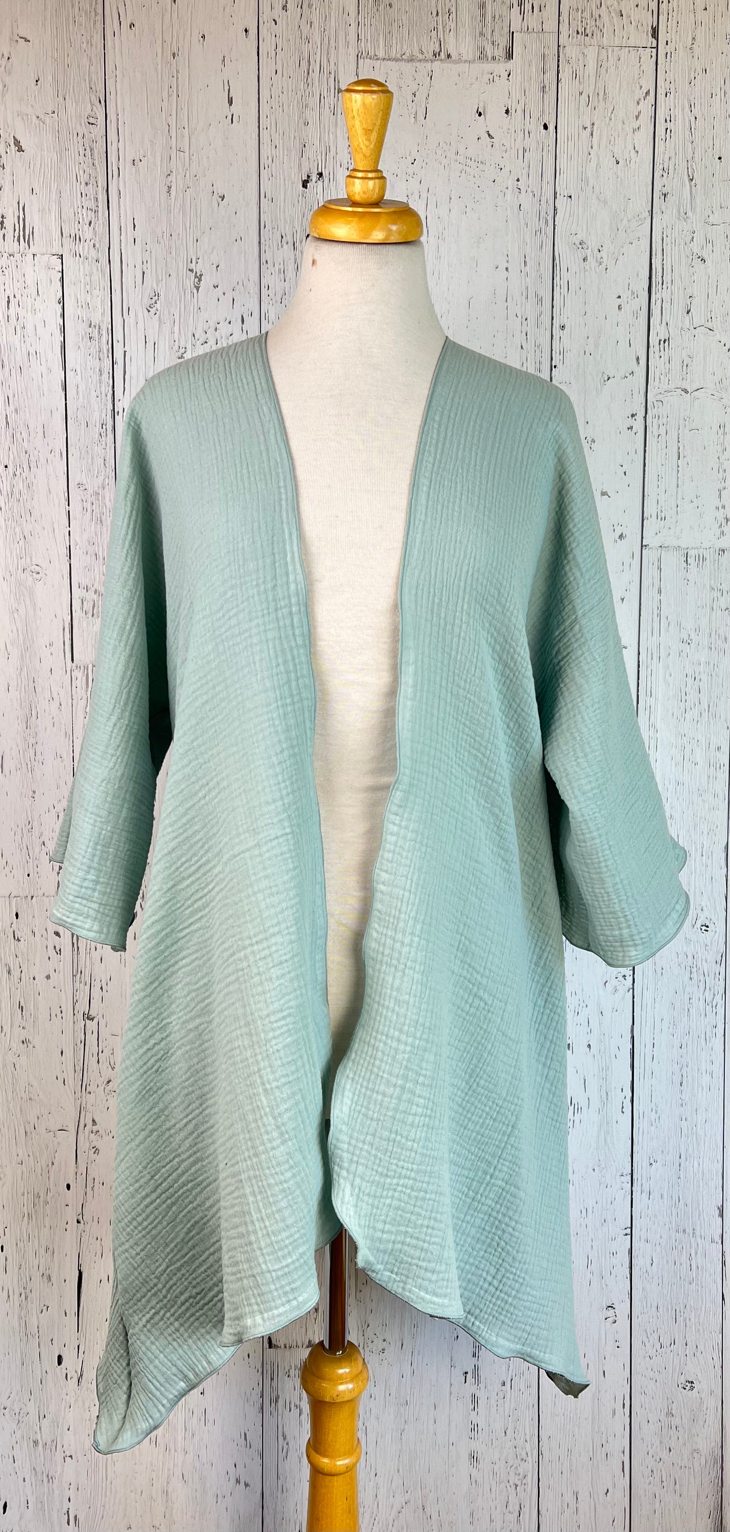 Seafoam Organic Cotton Sleeved Kimono
