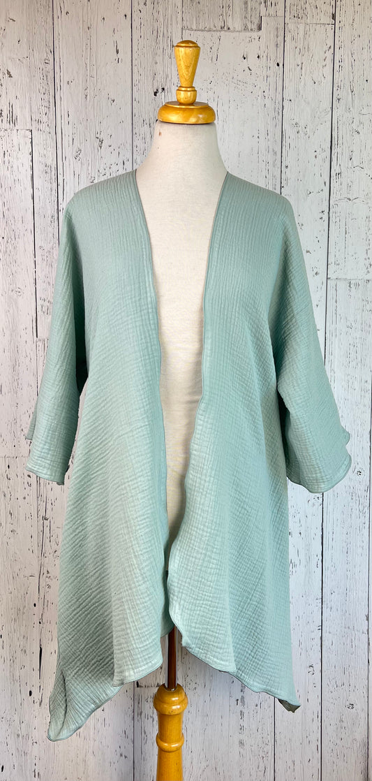 Seafoam Organic Cotton Sleeved Kimono