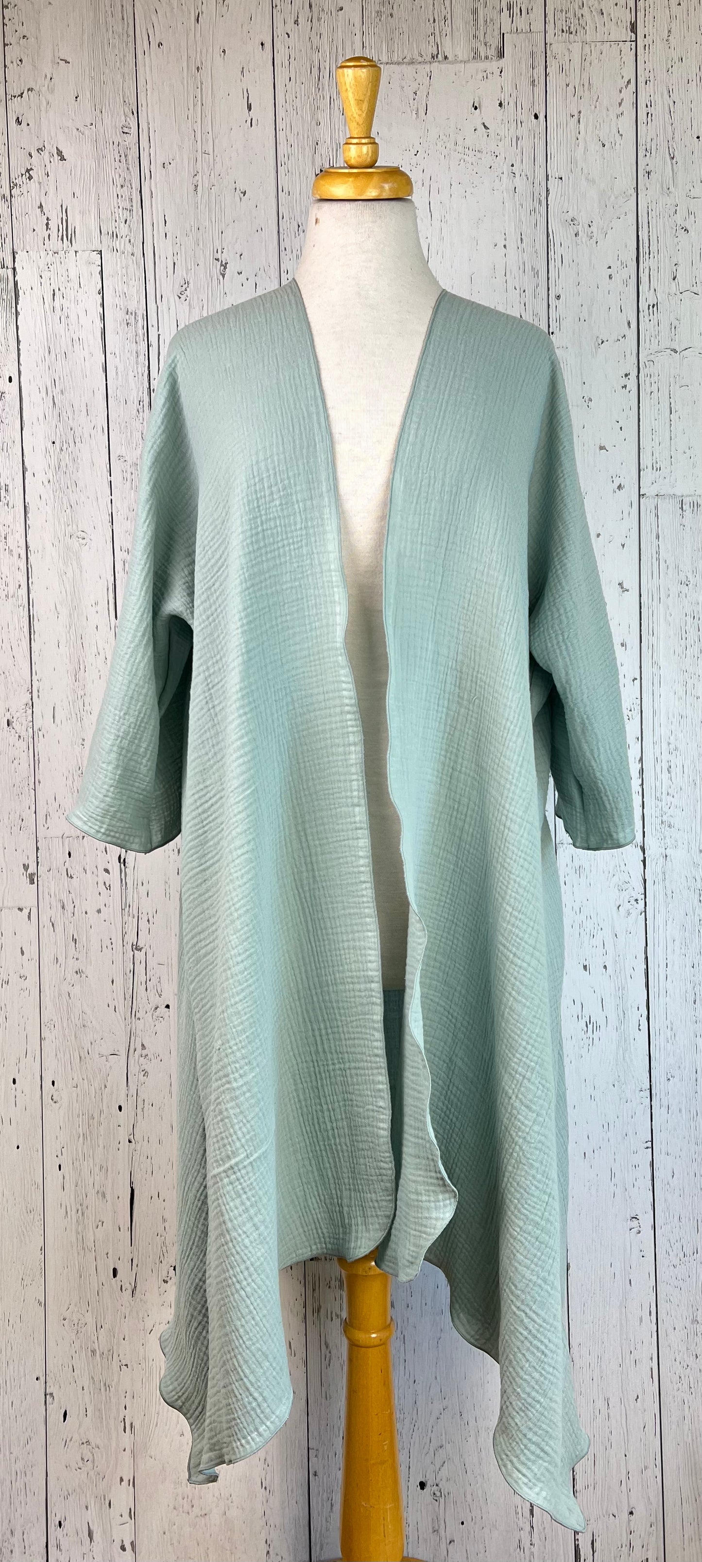 Seafoam Organic Cotton Sleeved Kimono