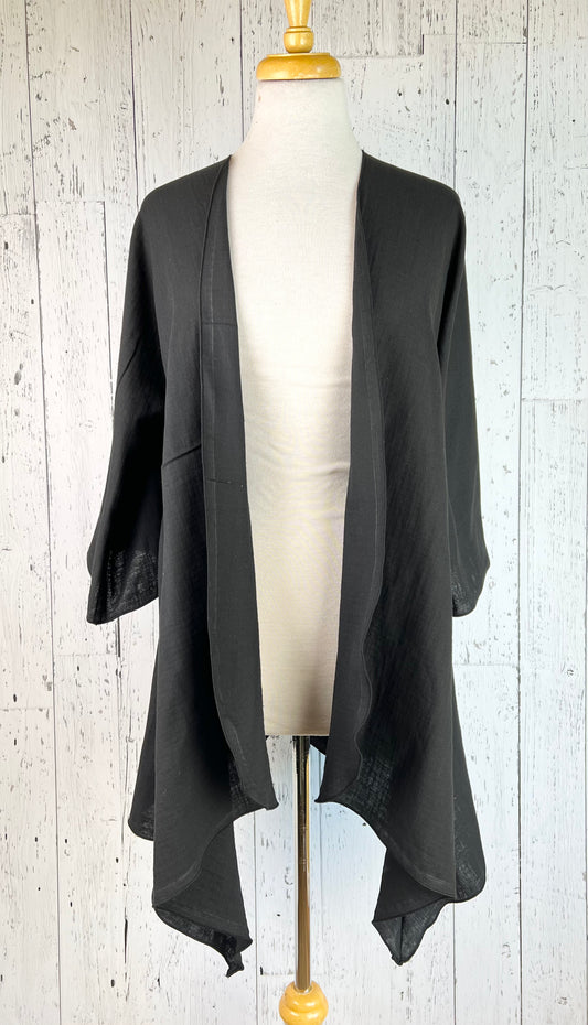 Black Cotton Sleeved Kimono