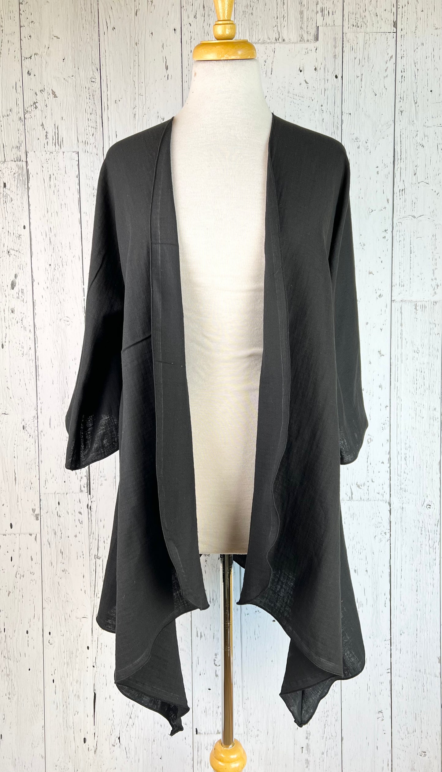Black Cotton Sleeved Kimono