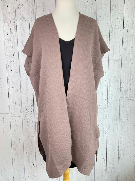 Taupe Organic Cotton Short Sleeve Kimono