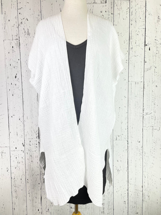 White Organic Cotton Short Sleeve Kimono