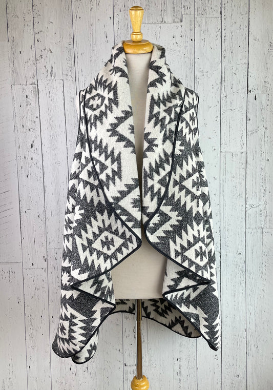Charcoal & White Reversible Wool Blend Vest
