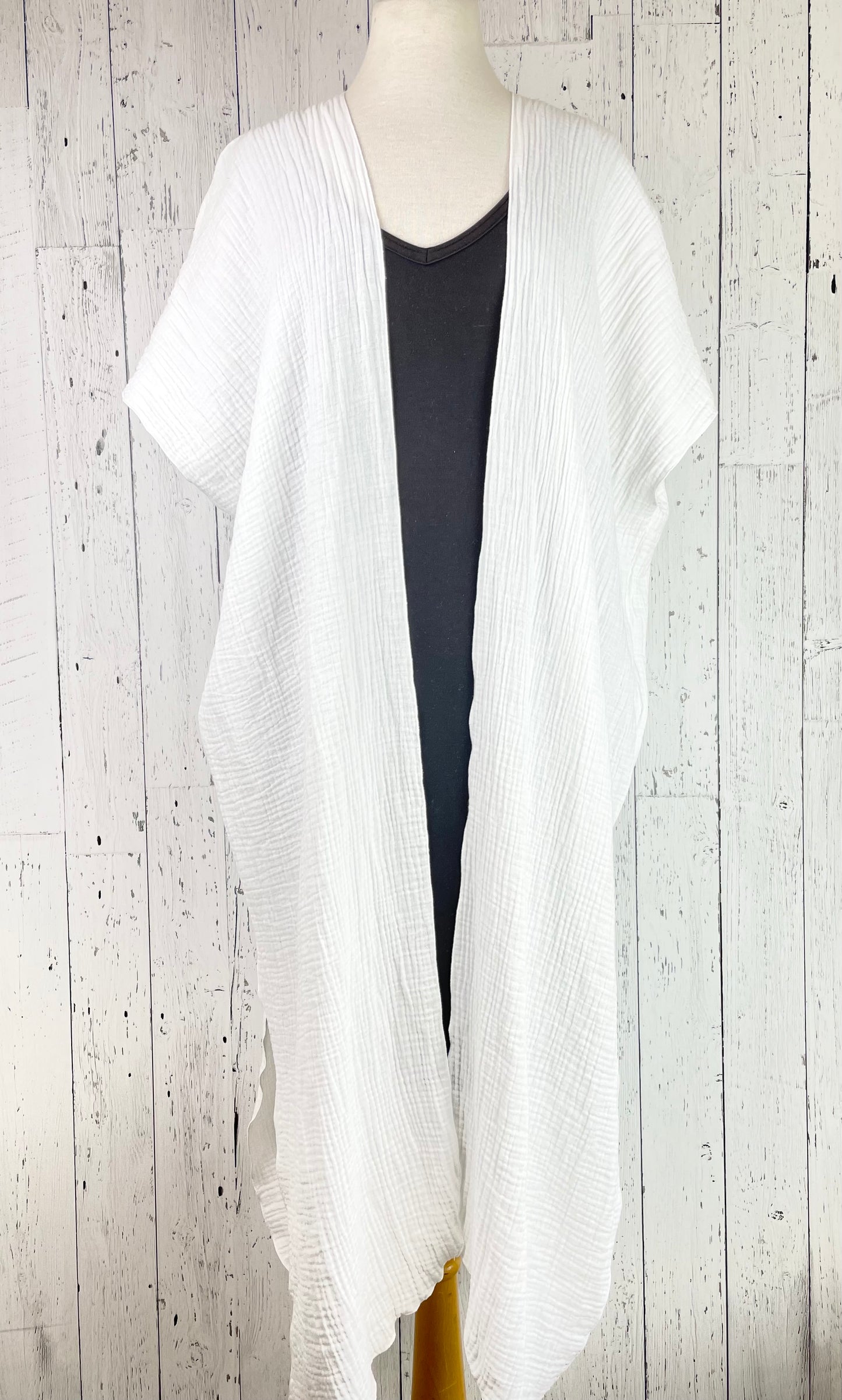White Organic Cotton Short Sleeve Kimono
